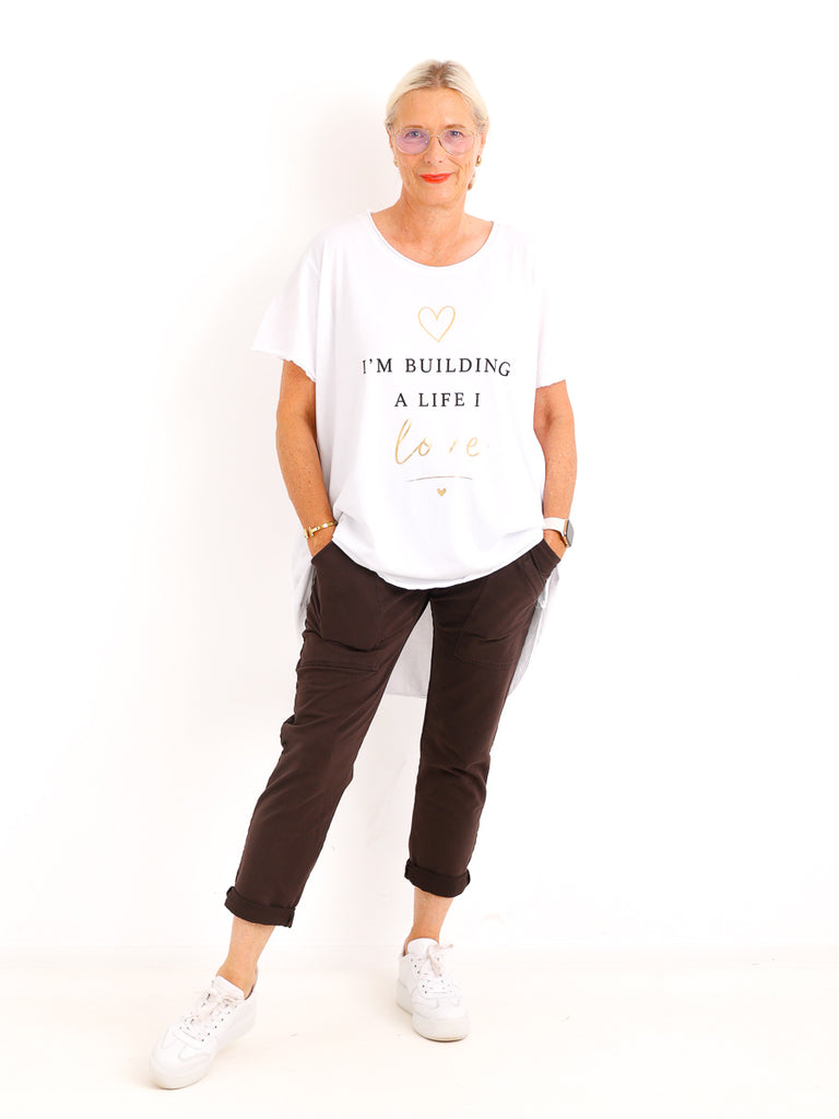 Oversize-Shirt SOFIA.S – Statement-Print mit edlen Goldakzenten – Gr. 38-46