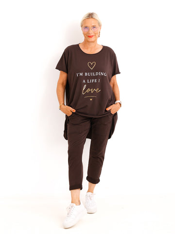 Oversize-Shirt SOFIA.S – Statement-Print mit edlen Goldakzenten – Gr. 38-46
