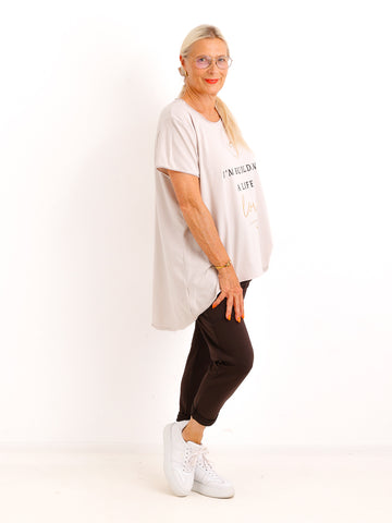 Oversize-Shirt SOFIA.S – Statement-Print mit edlen Goldakzenten – Gr. 38-46