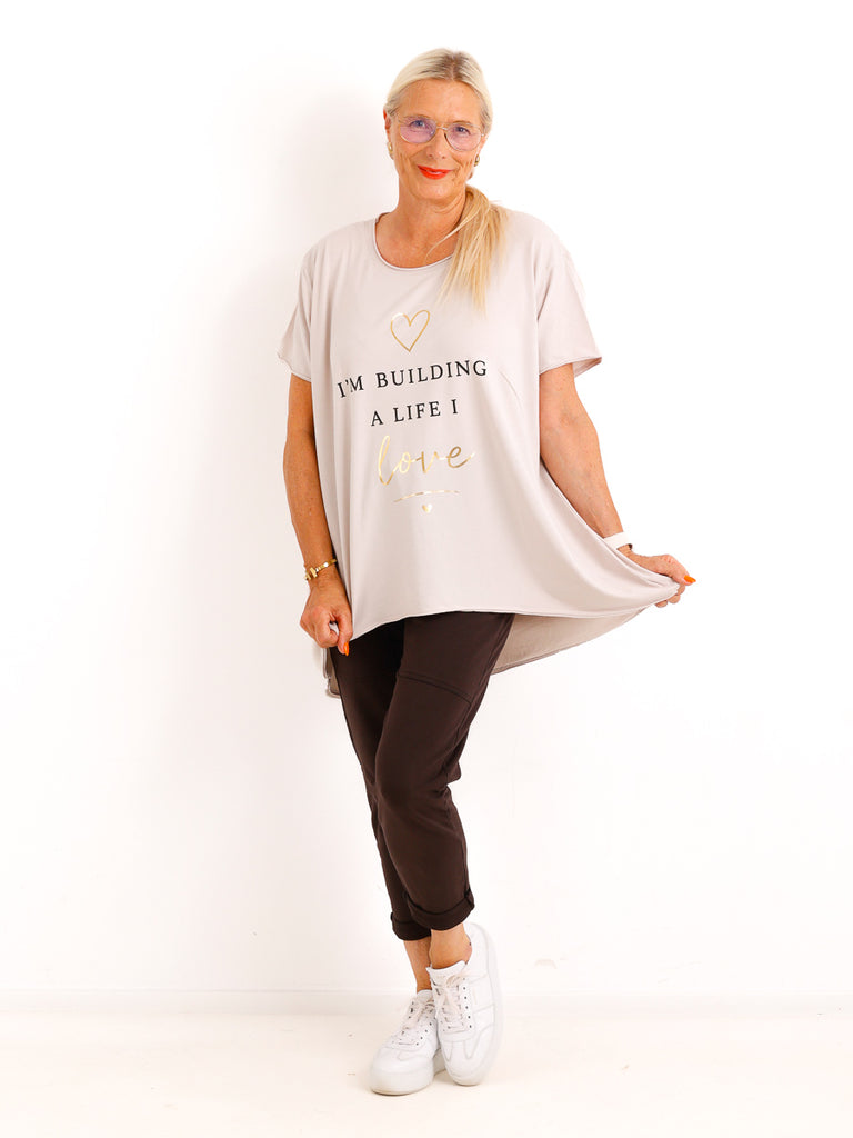 Oversize-Shirt SOFIA.S – Statement-Print mit edlen Goldakzenten – Gr. 38-46
