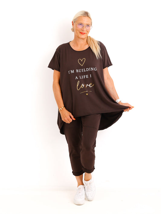 Oversize-Shirt SOFIA.S – Statement-Print mit edlen Goldakzenten – Gr. 38-46