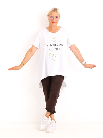 Oversize-Shirt SOFIA.S – Statement-Print mit edlen Goldakzenten – Gr. 38-46