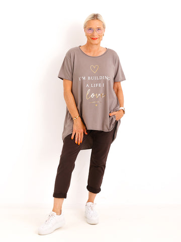 Oversize-Shirt SOFIA.S – Statement-Print mit edlen Goldakzenten – Gr. 38-46
