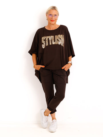 Curvy-Oversize-Shirt STELLA.S – Leo-Statement mit Glitzer-Print – Gr. 42-52