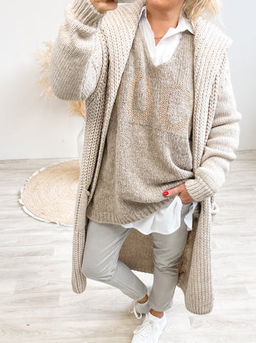 CITY Strickmantel - beige