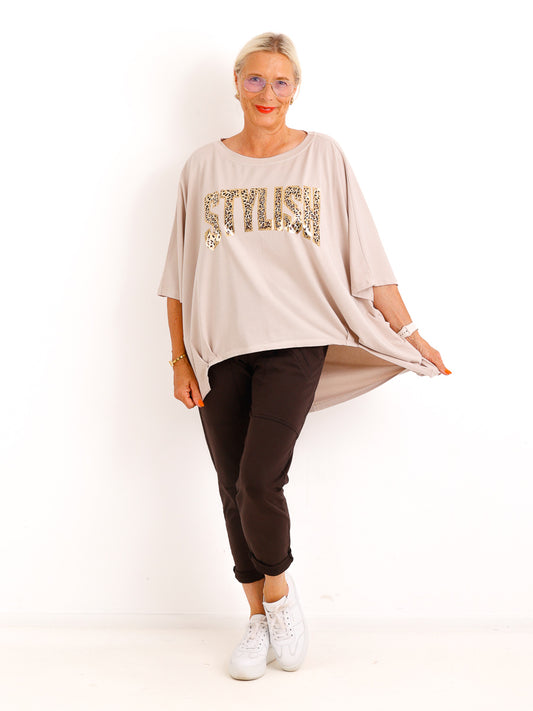 Curvy-Oversize-Shirt STELLA.S – Leo-Statement mit Glitzer-Print – Gr. 42-52