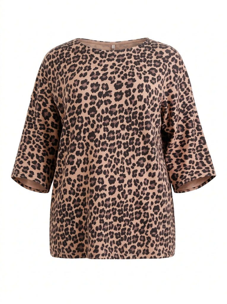Curvy Size Feinstrick-Pullover MARISA – Flauschiger Leo-Look mit U-Boot-Ausschnitt – Gr. 44–50
