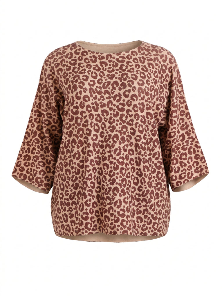 Curvy Size Feinstrick-Pullover MARISA – Flauschiger Leo-Look mit U-Boot-Ausschnitt – Gr. 44–50