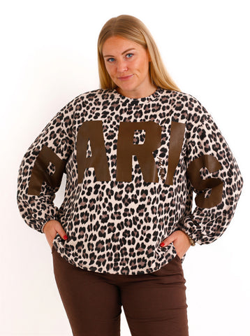 Oversize Sweatshirt TESSA – PARIS Statement-Print über Front & Ärmel – Gr. 40–46