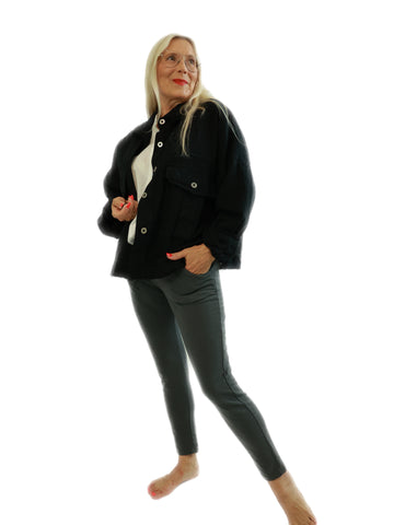 MABEL Jeansjacke Plus Size - schwarz