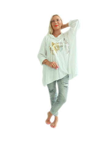 LARA Plus Size Kapuzen-Longsleeve - verschiedene Farben