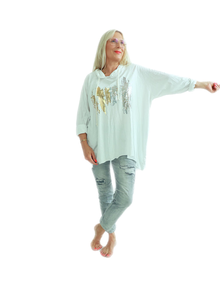 LARA Plus Size Kapuzen-Longsleeve - verschiedene Farben