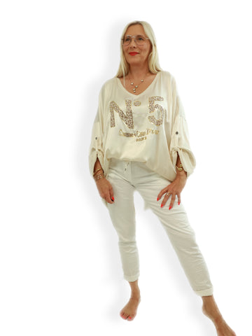 CANDY Plus Size Satin Longsleeve - beige