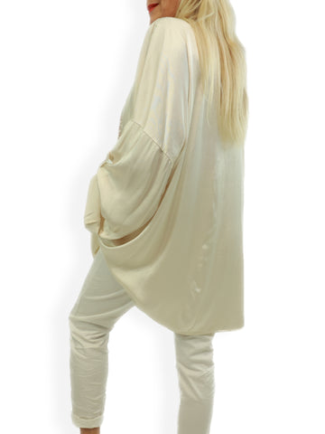 CANDY Plus Size Satin Longsleeve - beige