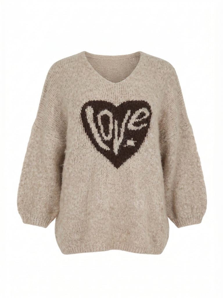 Curvy Pullover LUNESSA – Lässiger Longstyle mit Herz-Motiv – Gr. 42–50