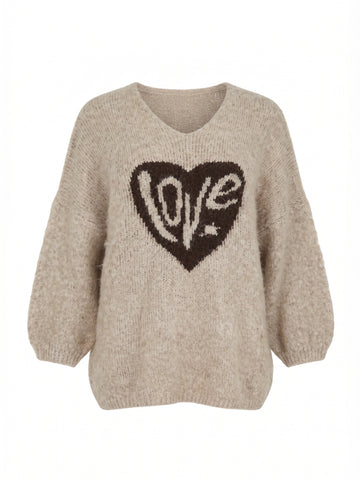 Curvy Pullover LUNESSA – Lässiger Longstyle mit Herz-Motiv – Gr. 42–50
