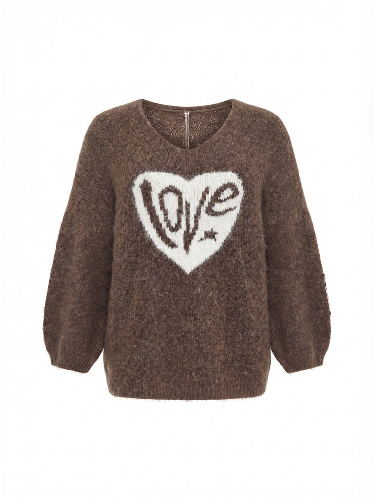 Curvy Pullover LUNESSA – Lässiger Longstyle mit Herz-Motiv – Gr. 42–50