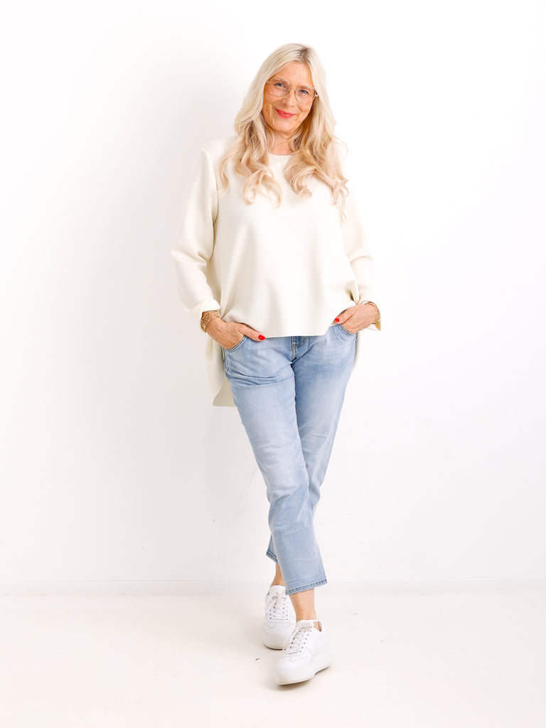 Oversize Viskose-Sweatshirt RIEKE – Fließende A-Linie mit V-Ausschnitt – Gr. 36–42