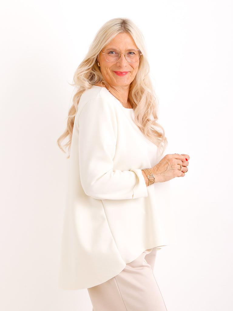 Oversize Viskose-Sweatshirt RIEKE – Fließende A-Linie mit V-Ausschnitt – Gr. 36–42
