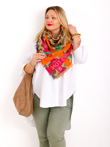 MARTINA Dreiecksschal  - beige/pink/orange/taupe