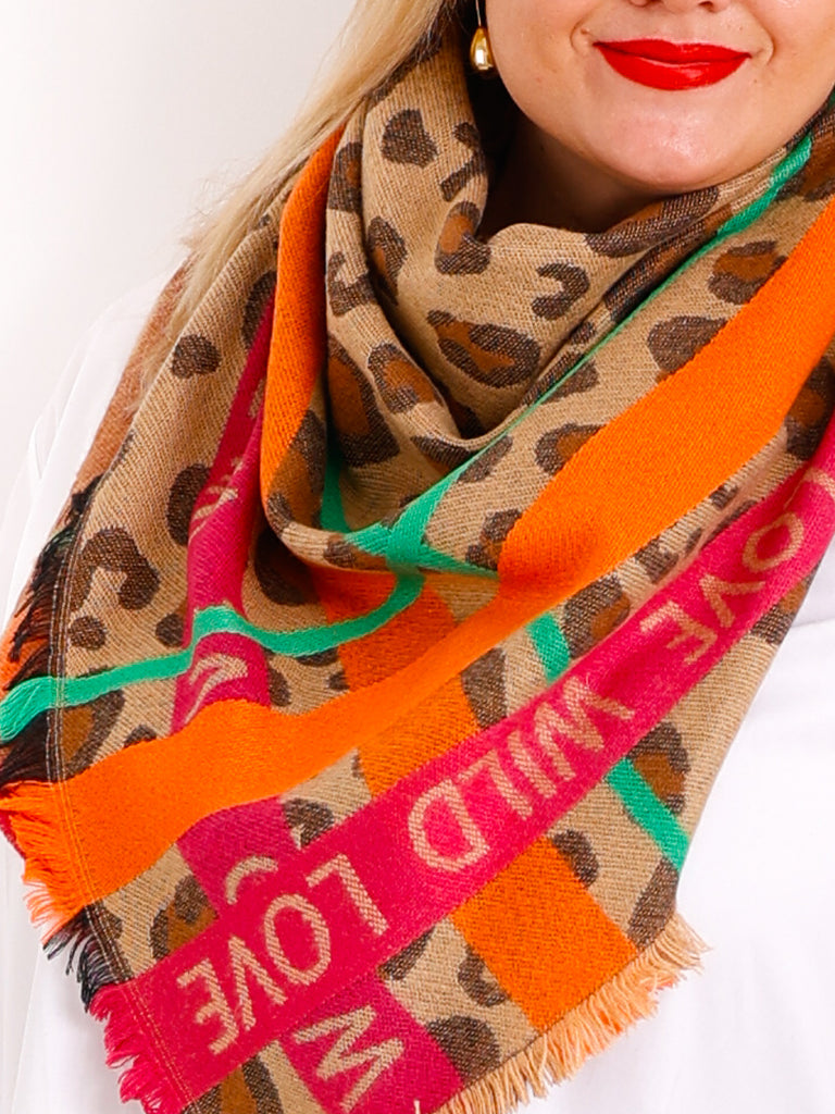 MARTINA Dreiecksschal  - beige/pink/orange/taupe