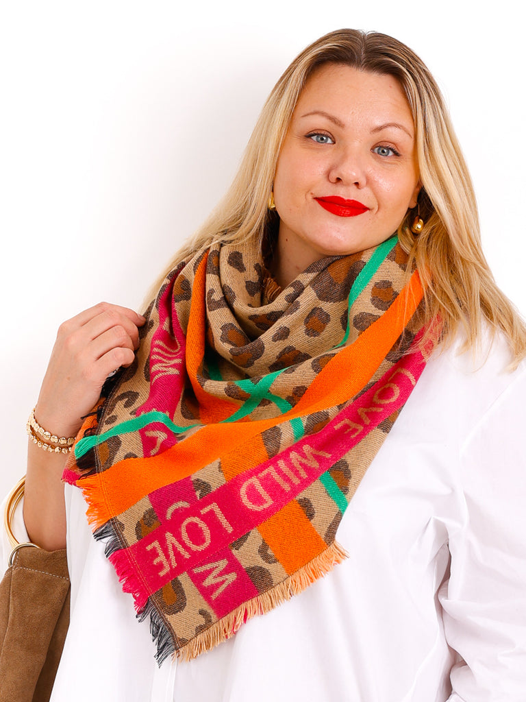 MARTINA Dreiecksschal  - beige/pink/orange/taupe