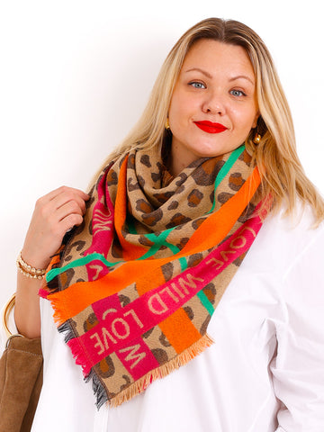 MARTINA Dreiecksschal  - beige/pink/orange/taupe