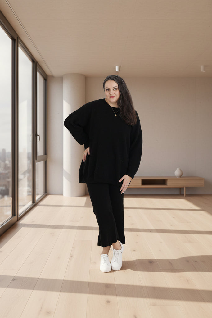 Curvy Size Strick-Set JANELIS – Kuscheliger Pullover & Strickhose – Gr. 42–48