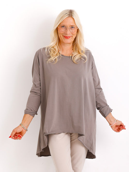 Longsleeve MONIA – Softer Baumwoll-Look mit verlängerter Rückenpartie – Gr. 38–46
