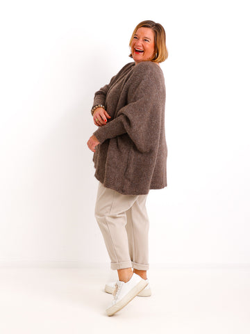Oversize Strickpullover LINAYA – Extra weiter Kuschelstrick mit Alpaka & Wolle – Gr. 38–48