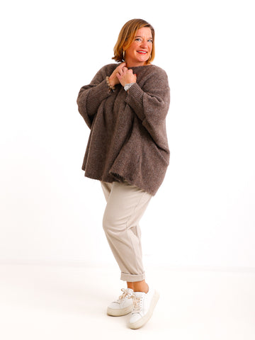 Oversize Strickpullover LINAYA – Extra weiter Kuschelstrick mit Alpaka & Wolle – Gr. 38–48