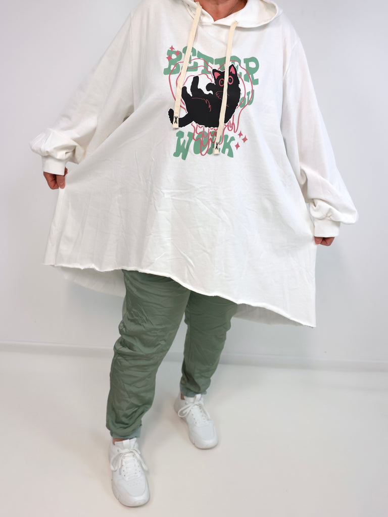 PEGGY Plus Size Hoodie - ecru