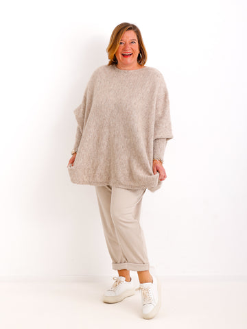 Oversize Strickpullover LINAYA – Extra weiter Kuschelstrick mit Alpaka & Wolle – Gr. 38–48