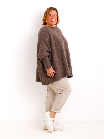Oversize Strickpullover LINAYA – Extra weiter Kuschelstrick mit Alpaka & Wolle – Gr. 38–48