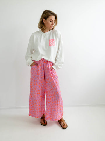 LOVE Oversize Sweatshirt - weiß/pink