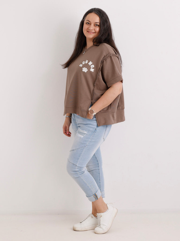 Kurzarm-Sweatshirt DOGMOM – One Size Gr. 38-48