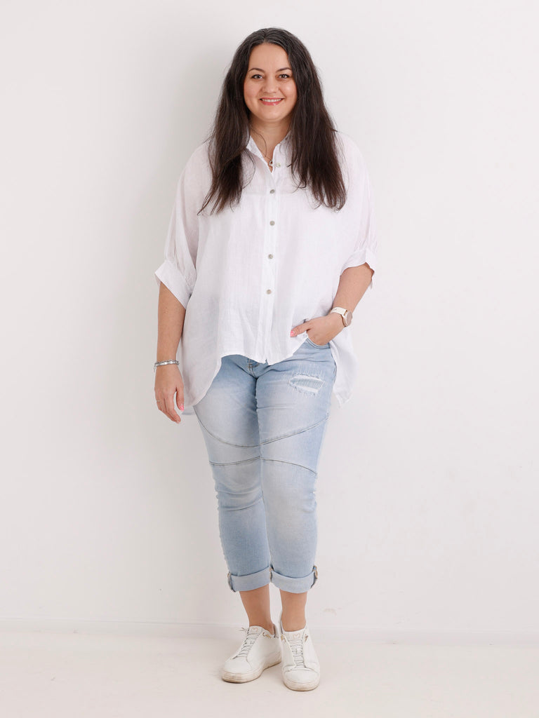 Oversize Leinen-Bluse MAGGIE.S Gr. 40-50