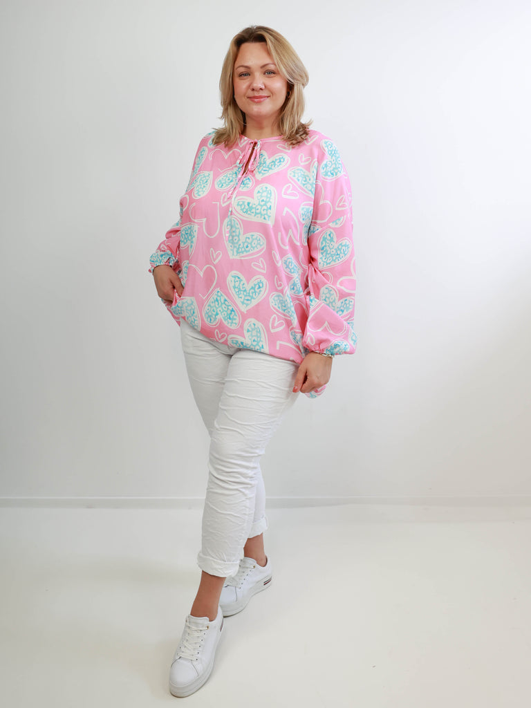 ÈLISE XXL Bluse -  rosa/türkis