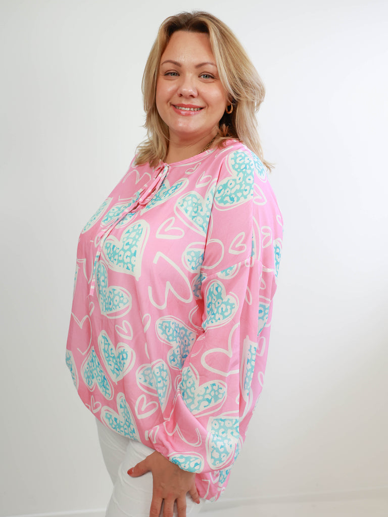 ÈLISE XXL Bluse -  rosa/türkis