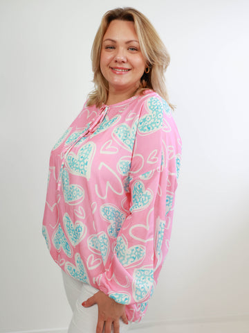 ÈLISE XXL Bluse -  rosa/türkis