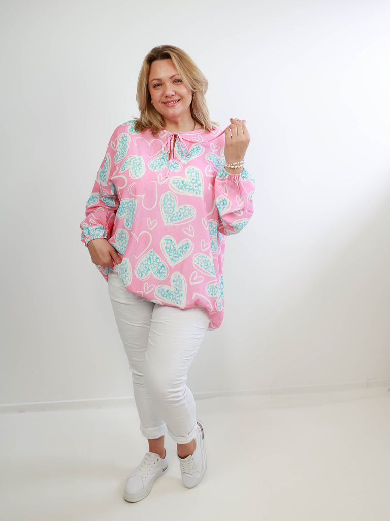 ÈLISE XXL Bluse -  rosa/türkis