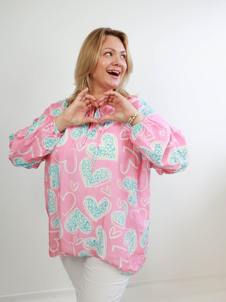 ÈLISE XXL Bluse -  rosa/türkis