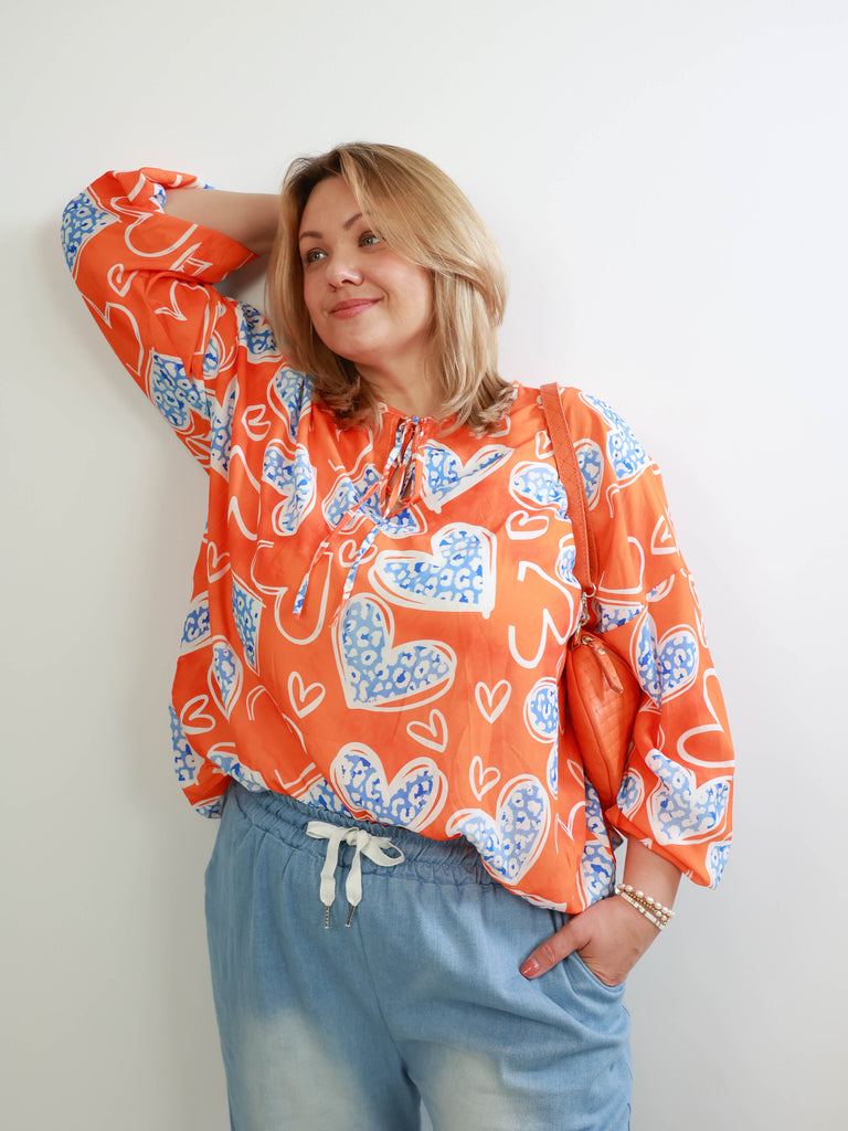 ÈLISE XXL Bluse -  orange/blau