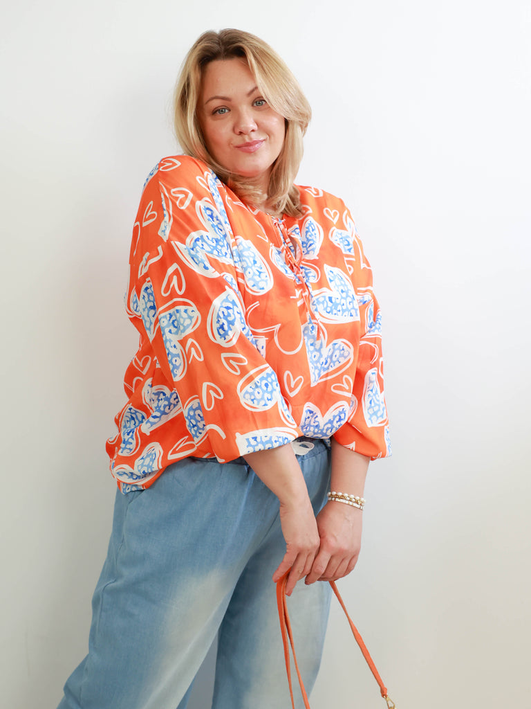 ÈLISE XXL Bluse -  orange/blau