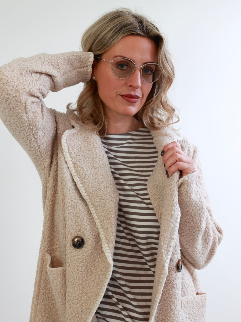 THEA Bouclé Mantel - beige