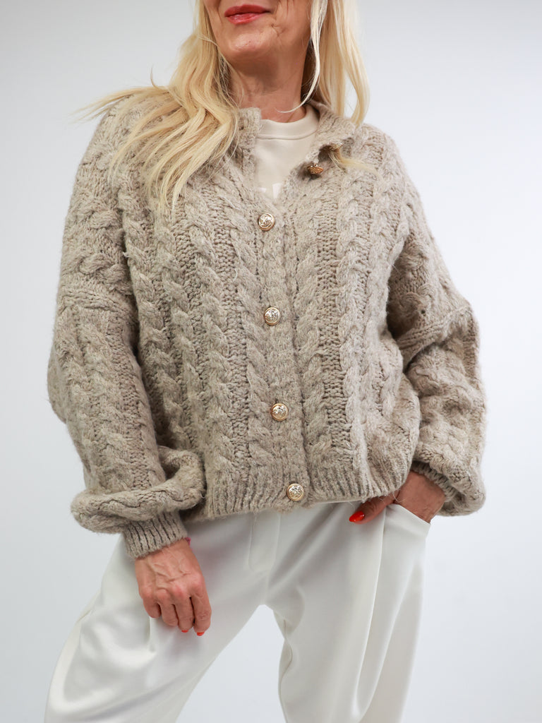 JENNY Oversize Strickjacke - beige