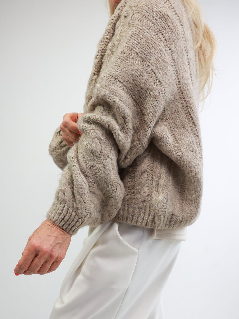 JENNY Oversize Strickjacke - beige