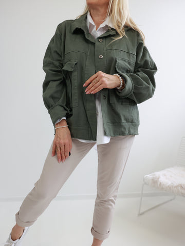 MABEL Jeansjacke Plus Size - khaki