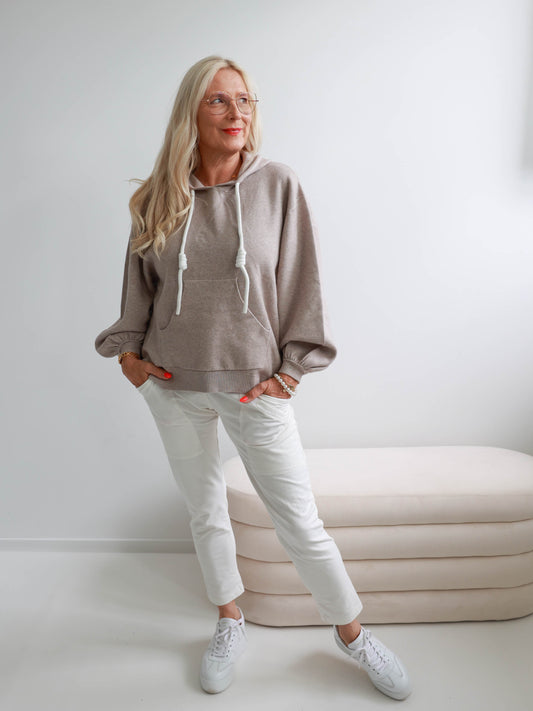 EMILIA Feinstrick Hoodie - beige