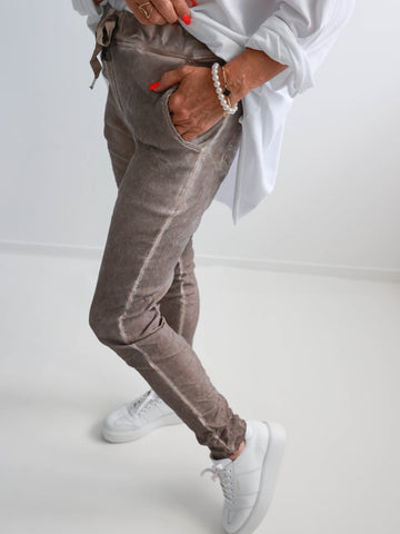 RICHARD Velvet Jogpants - taupe